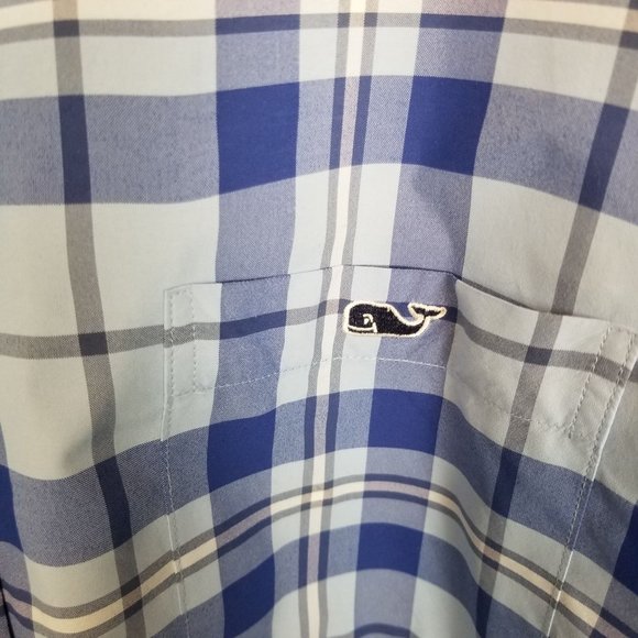 Vineyard Vines Mens L Blue Plaid Classic Fit Tucke - Picture 4 of 8